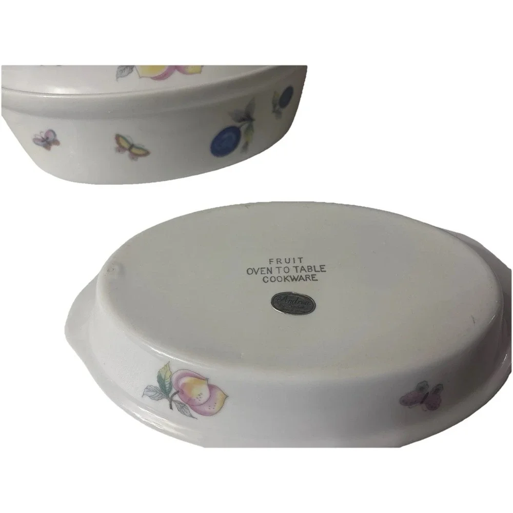 Vintage Andrea by Sadek Fruit Ceramic Casserole & Oval Serving Dish Set - Japan